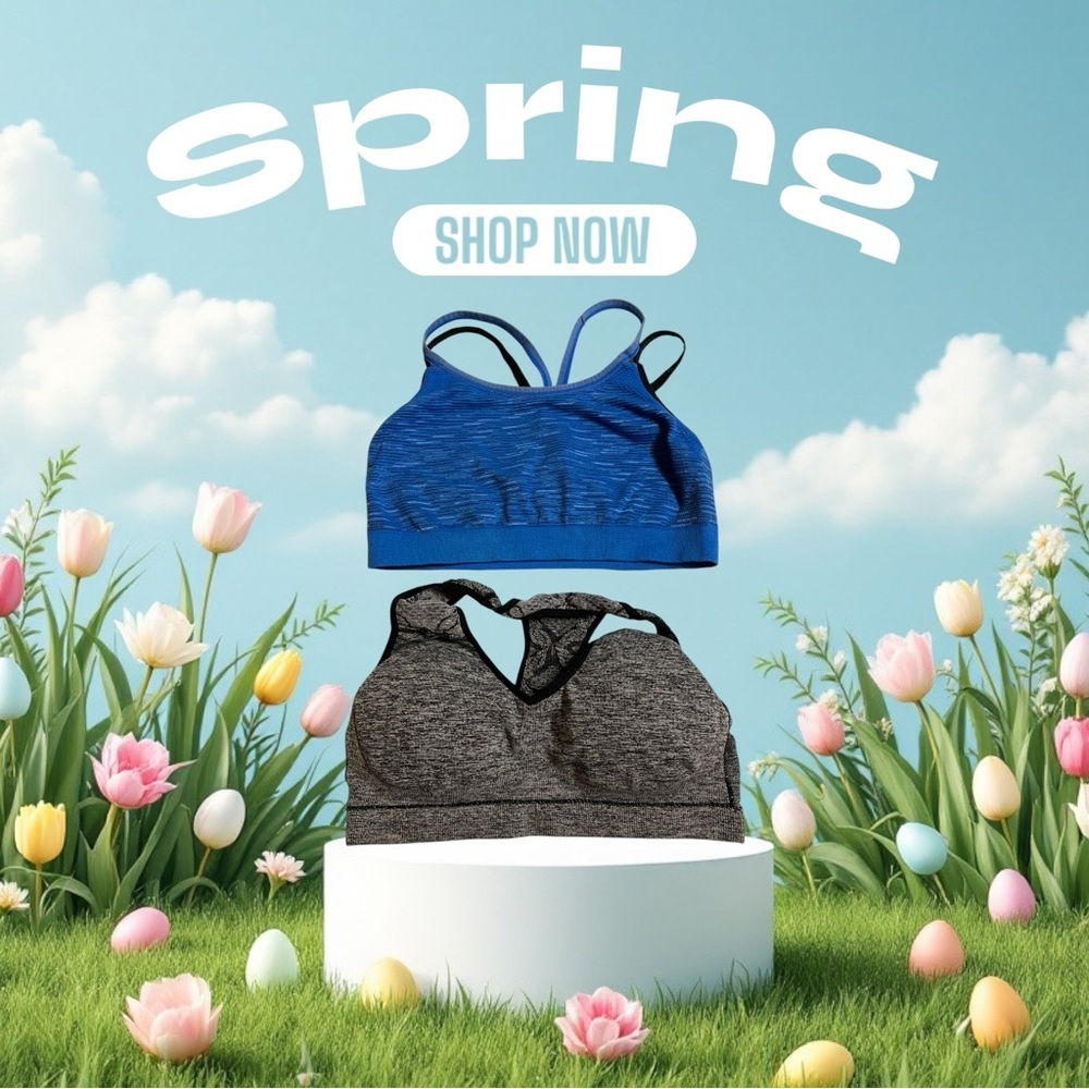 Blue and Gray Sports Bras